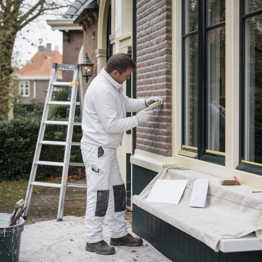 Schilder aan het werk in een lichte woning